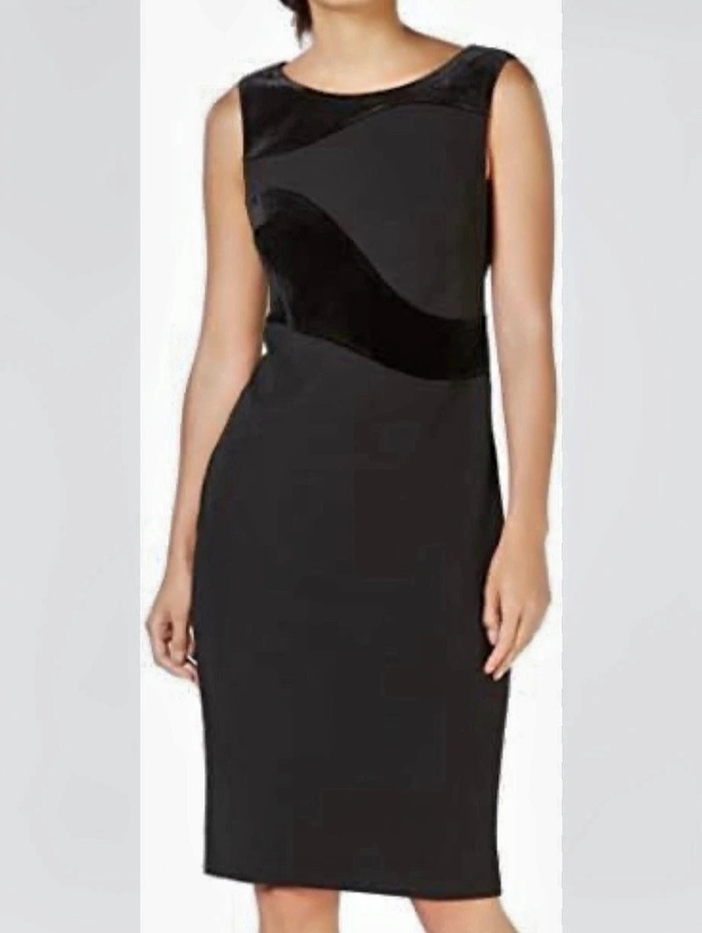 Calvin Klein Sleeveless Black Dress Midi With Velvet Detail 4